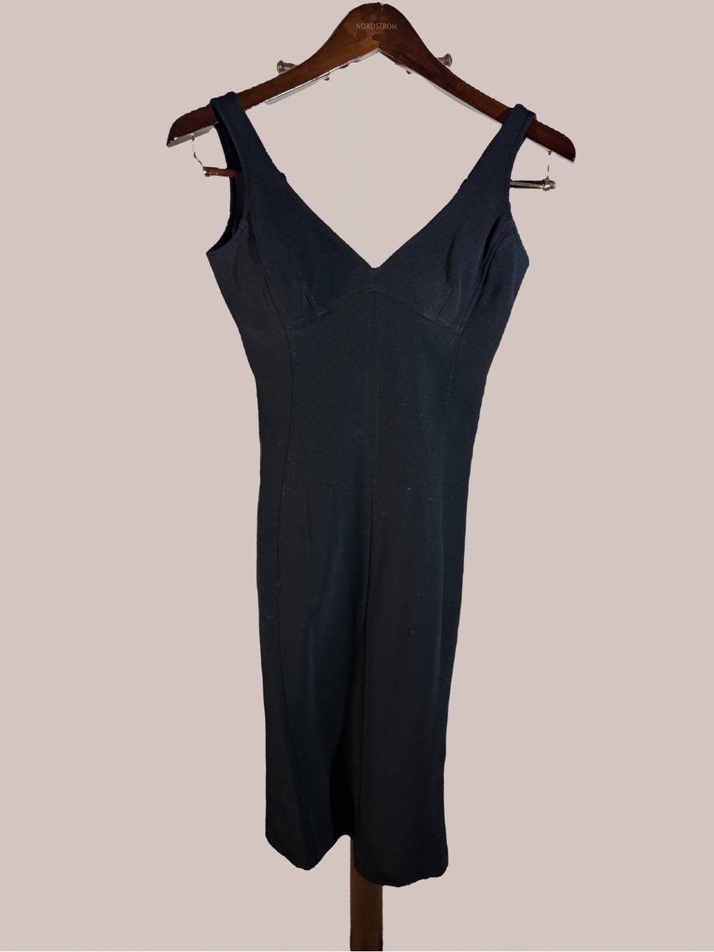 Dolce & Gabbana Black V-Neck Sleeveless Midi Dress | Size 24/38